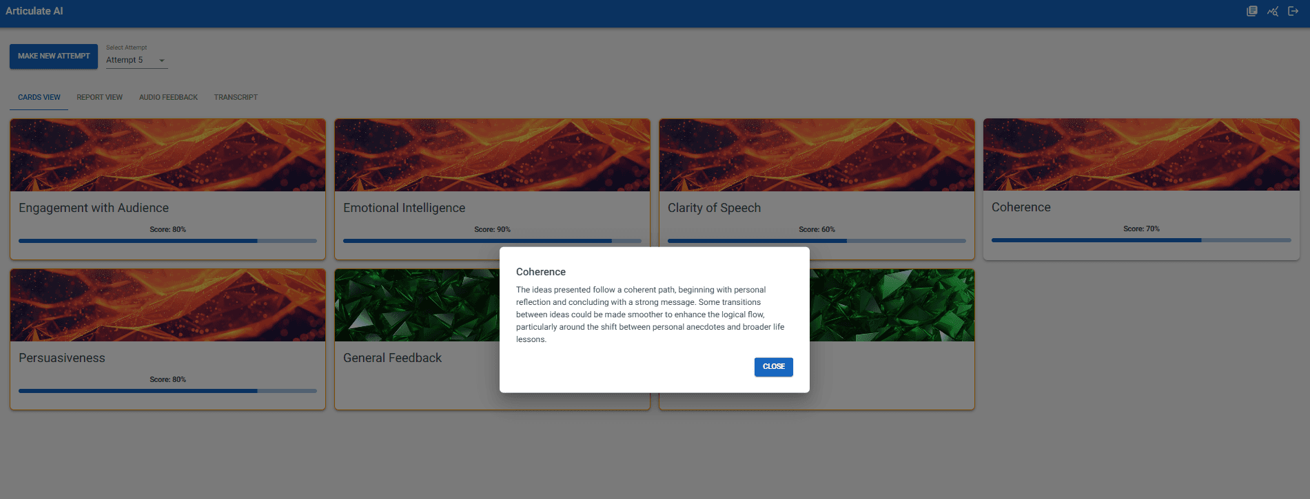 Articulate AI structured report view